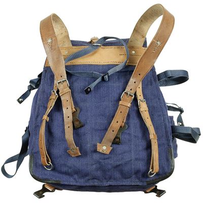 Sac à dos en toile RUMANIAN avec sangles en cuir BLEU d'occasion Armée roumaine 750377 3