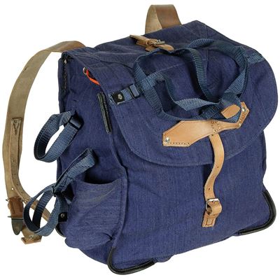Sac à dos en toile RUMANIAN avec sangles en cuir BLEU d'occasion Armée roumaine 750377 2