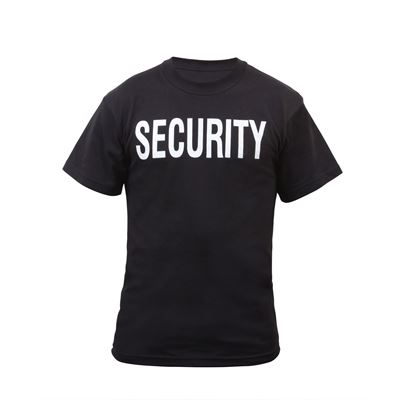 T-shirt avec inscription SECURITY sur la poitrine, manches courtes, NOIR