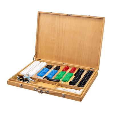 Kit pour opticiens comprenant un ensemble de verres d'essai 1338 dans un étui, y compris une monture d'essai.