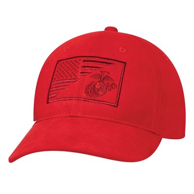 Casquette avec emblème USMC brodé et drapeau américain ROUGE