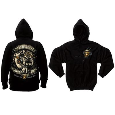 Sweat à capuche USMC BULLDOG NOIR