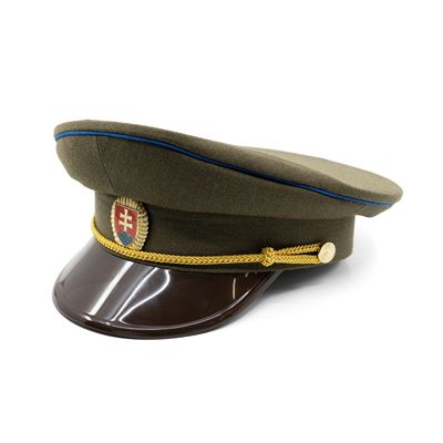 Casquette SK insigne doré, visière en plastique, ligne bleue VERTE