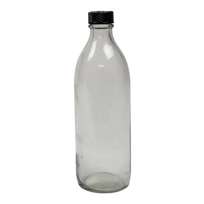 Bouteille en verre à col étroit 1000 ml / 1 litre avec bouchon en plastique