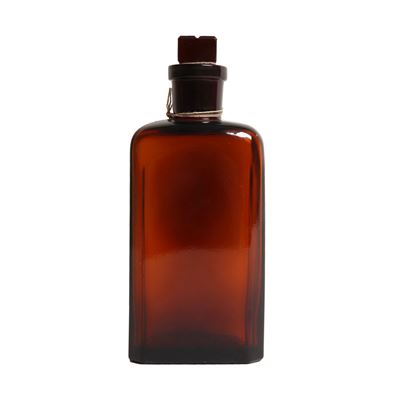 Bouteille en verre carrée avec goulot taillé 250 ml MARRON
