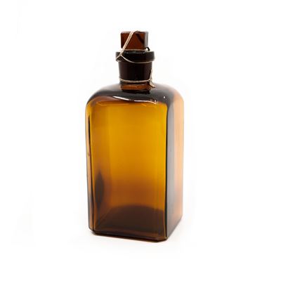 Bouteille en verre carrée à col étroit taillé 350 ml MARRON