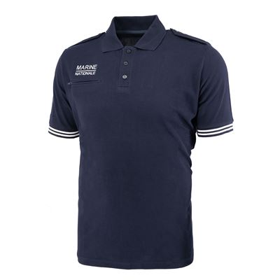 Polo à manches courtes MARINE NATIONALE à rayures et poche BLEU