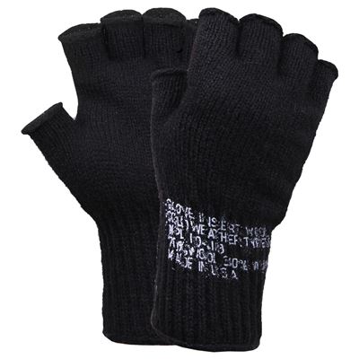 Gants en laine sans doigts US NOIRS
