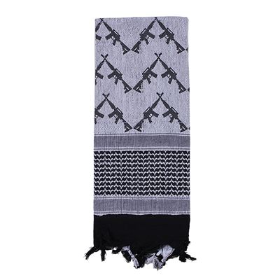 Foulard SHEMAGH CROSSED RIFLES 107 x 107 cm BLANC-NOIR