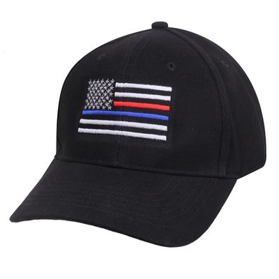 Casquette drapeau américain avec ligne bleue et rouge NOIR