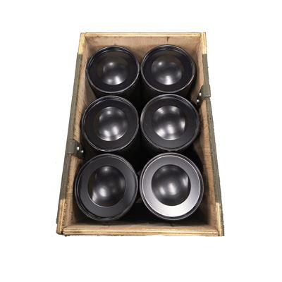 Caisse en bois pour mines à fragmentation de 81 mm, comprenant 6 cartouches, d'occasion. Armée tchèque 8UN0321 4