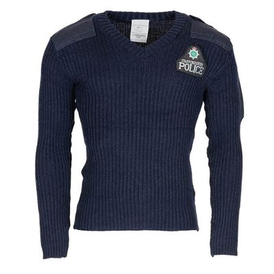 Pull britannique COMMANDO avec écusson Police BLEU d'occasion