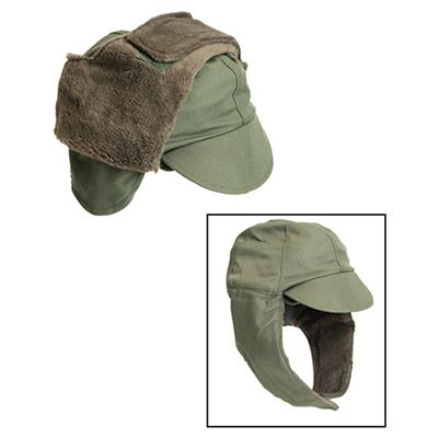 Casquette HOLANDSKÁ d'hiver avec visière et protège-oreilles VERTE