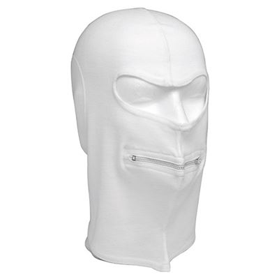 Cagoule ITALIENNE avec ouverture pour la bouche à fermeture éclair BLANCHE neuve