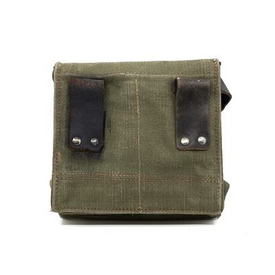 Sac MUSETTE en toile avec accessoires en cuir et bandoulière française utilisé Armée française 91374615G 2