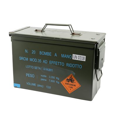 Caisse italienne pour munitions en métal BMI 34x23x14 d'occasion