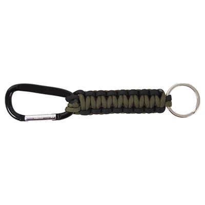 Porte-clés PARACORD avec mousqueton VERT-NOIR