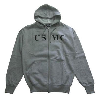 Sweat à capuche USMC avec fermeture éclair GRIS