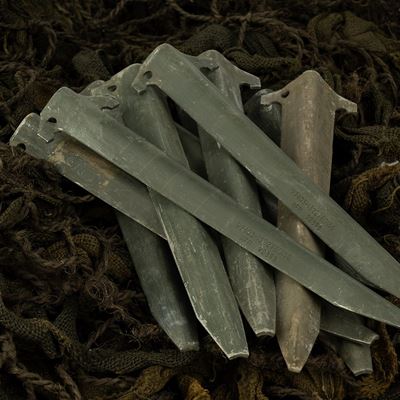 Jeu de 10 piquets de tente US originaux en aluminium VERT d'occasion Armée américaine 91895401 2