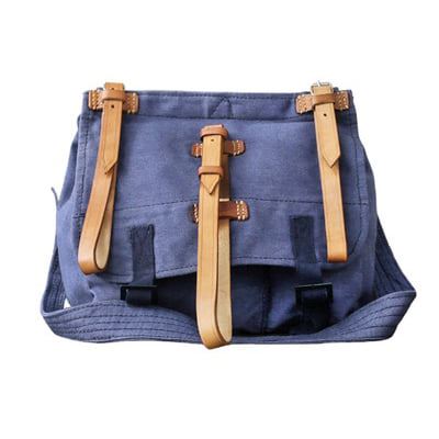 Sac à bandoulière « CHLEBNÍK » en toile roumaine avec sangles en cuir BLEU