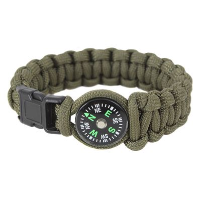Bracelet SURVIVAL PARACORD avec boussole VERT
