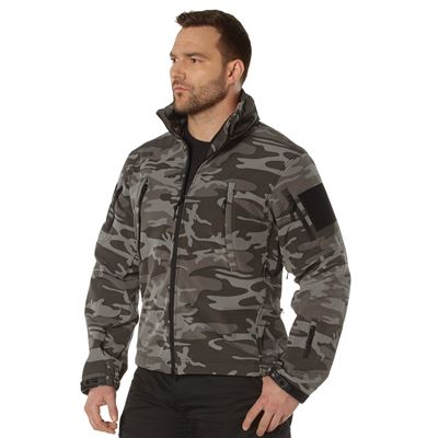 Veste TACTICAL à capuche softshell BLACK CAMO