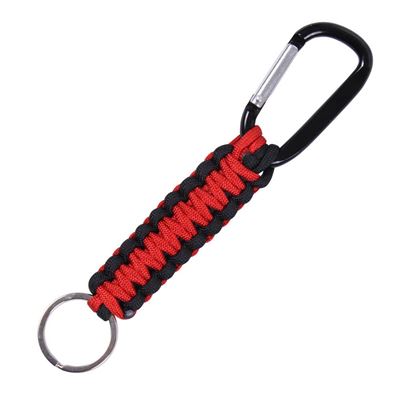 Porte-clés PARACORD avec mousqueton ROUGE-NOIR