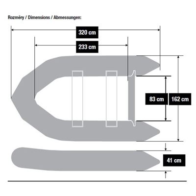 Bateau pneumatique à trois compartiments pour 4+1 personnes avec rames M-Boat 320AWB MK2 MIVARDI M-MB320AWB2 19