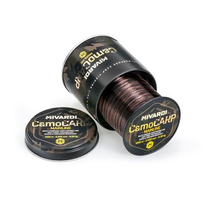 Ligne CamoCARP Mainline bobine de 1 000 m dans une boîte métallique MIVARDI MIV-LCCM 2
