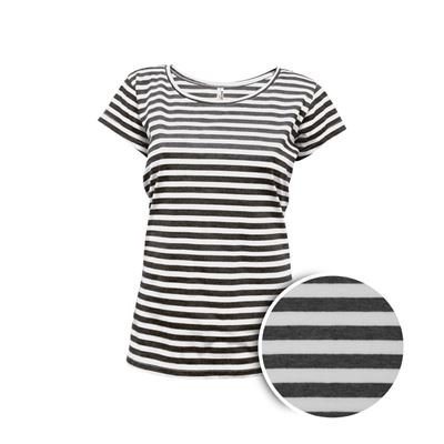 T-shirt marin à manches courtes pour femmes NOIR ET BLANC