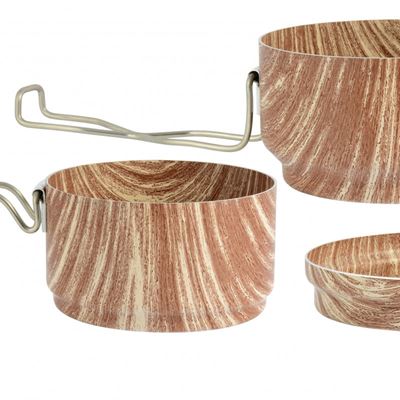 Gamelle en aluminium trois pièces en téflon PTFE WOOD ALB alb611W 3