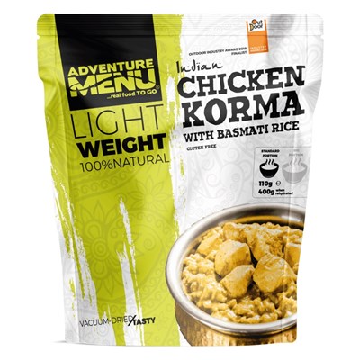 Poulet KORMA avec riz basmati PORTION 110 g/400 g - plat cuisiné déshydraté