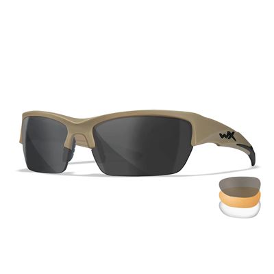 Lunettes de tir WX VALOR, lot de 3 verres, monture TAN