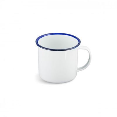 Tasse 0,3 l, diamètre 8 cm, émail BLANC, bord bleu
