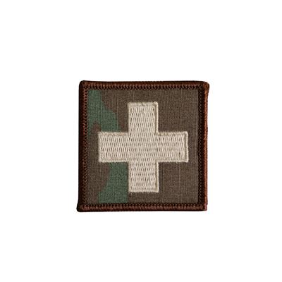 Écusson secouriste CROIX velcro KHAKI-OCP bord BRUN