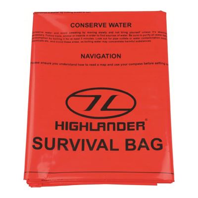Sac de survie SURVIVAL 91 x 183 cm, instructions incluses ORANGE