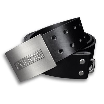 Ceinture en cuir avec boucle POLICIE 45 mm militaire NOIRE