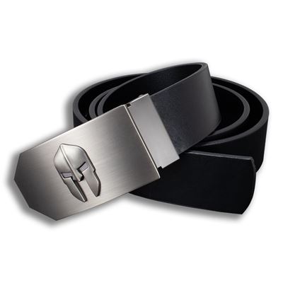Ceinture en cuir avec boucle SPARTAN biseautée 40 mm NOIRE