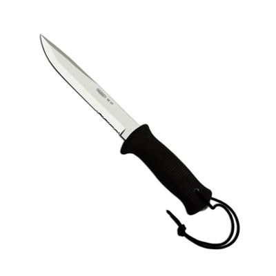 Couteau d'attaque DIVER AZ INOX manche CAOUTCHOUC DURCI