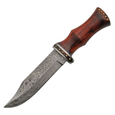 Couteau à lame fixe DAMASCUS BOWIE manche en bois