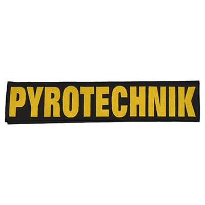 Écusson PYROTECHNIK grand NOIR avec fil VELCRO jaune
