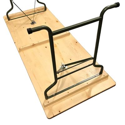 Table BRITANNIQUE en bois MASSIF plateau 190x73cm pieds métalliques pliables Armée britannique TABW 3