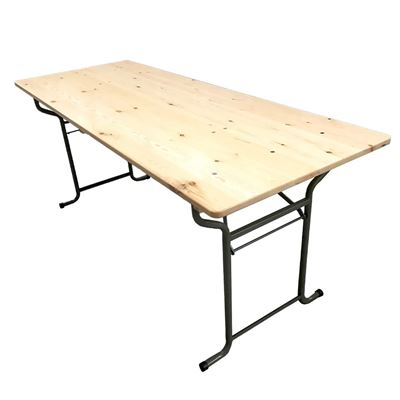 Table BRITANNIQUE en bois MASSIF plateau 190x73cm pieds métalliques pliables Armée britannique TABW 4