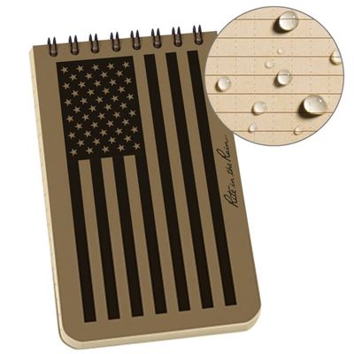 Bloc waterproof TOP-SPIRAL 3x5" petit cahier drapeau américain TAN