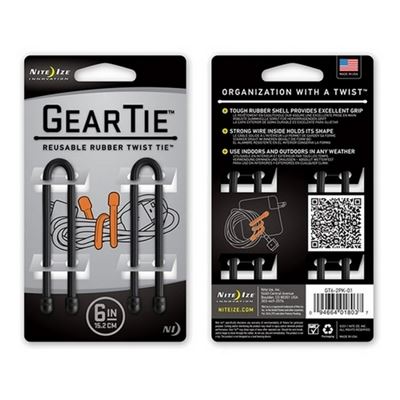 Flexidrát GEAR TIE 15 cm NOIR 2 pièces NiteIze GT6-2PK-01 2