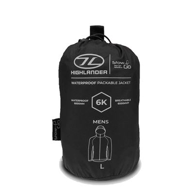 Veste STOW & GO imperméable avec capuche, compacte, NOIRE HIGHLANDER JAC077-2-BK 2