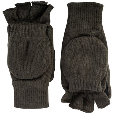 Gants tricotés combinés isolants SHOOTERS avec renfort au niveau de la paume VERTS