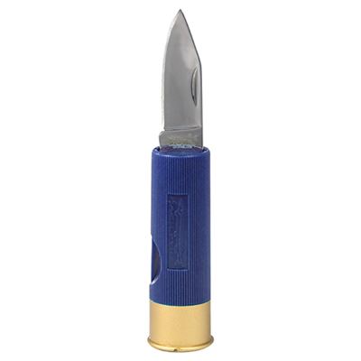 Couteau pliant 4 cm SHOTGUN en forme de cartouche de fusil BLEU