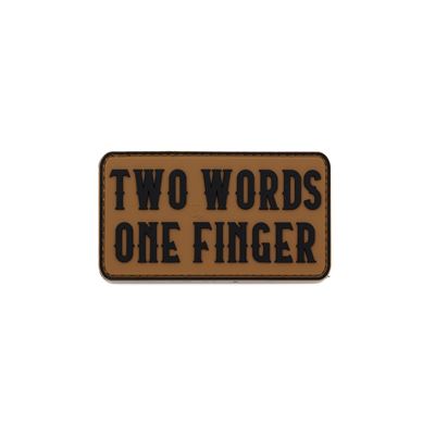 Écusson TWO WORDS ONE FINGER velcro plastique COYOTE BROWN