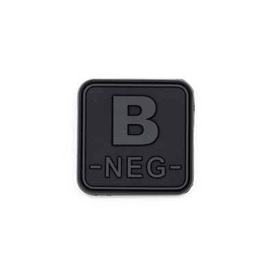 Écusson groupe sanguin B- NEG plastique velcro NOIR